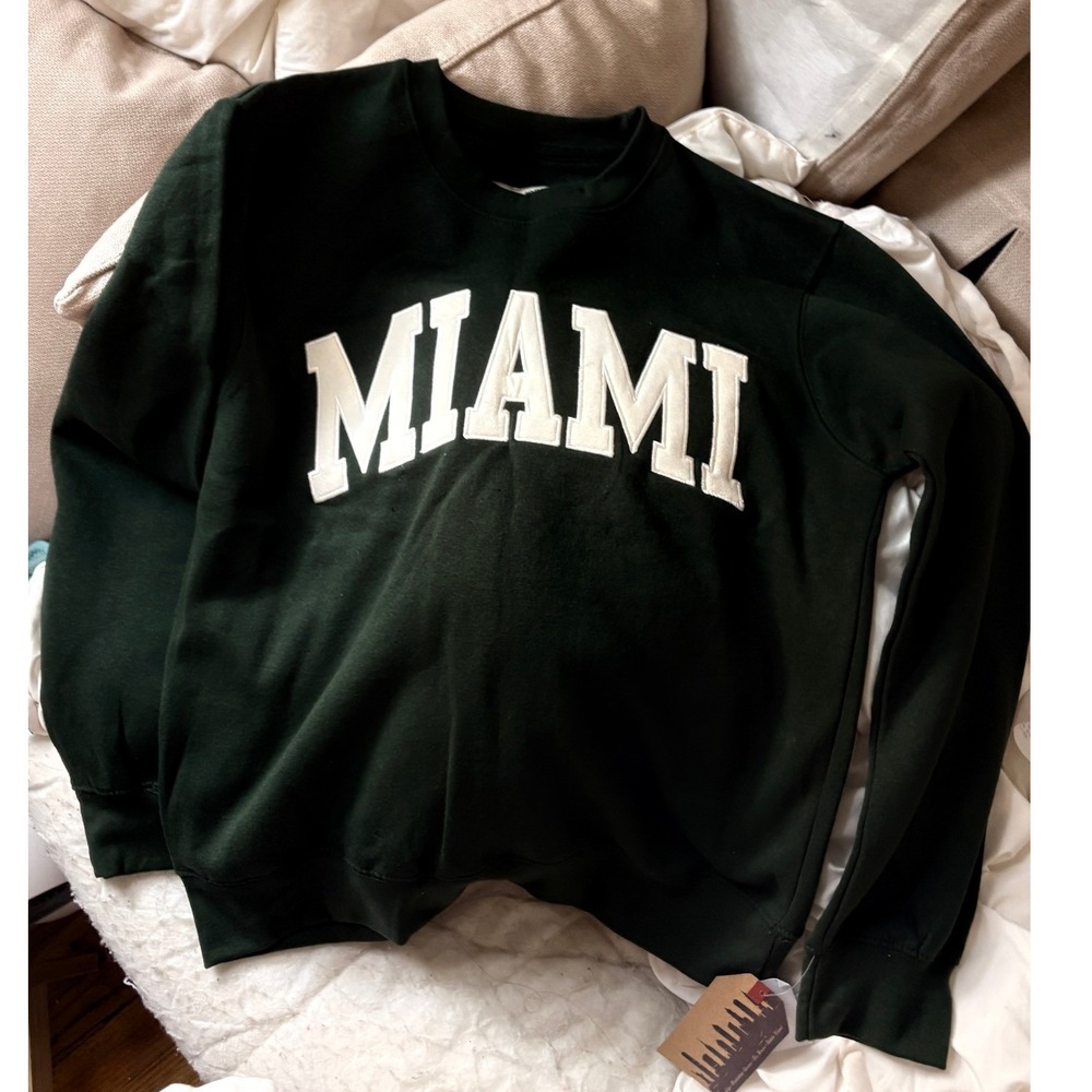 NWT "Miami" Dark Green Crewneck Sweater - Size M